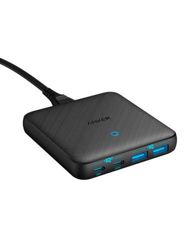 ANKER - CARGADOR DE ESCRITORIO - CARGA RÁPIDA 65W - SALIDAS 2X USB-C, 2X USB-A - CARGA 4 DISPOSITIVOS A LA VEZ - COLOR NEGRO