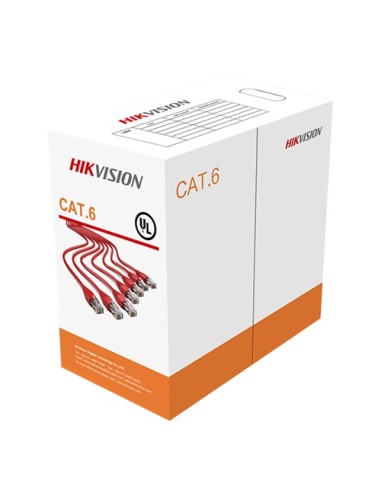 CABLE UTP HIKVISION - CATEGORÍA 6 - ROLLO DE 305 METROS - CUBIERTA COLOR NARANJA - DIÁMETRO 6.2 MM - COMPATIBLE CON BALUNS