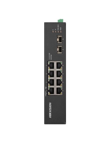 HIKVISION SWITCH POE NO GESTIONABLE INDUSTRIAL - 8 PUERTOS ETHERNET RJ45 GIGABIT +2 SFP GIGABIT - 8 PUERTOS ETHERNET POE+ 802.3A