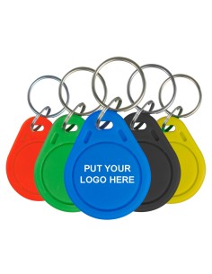 CUSTOMIZABLE PROXIMITY TAG KEY FOB - EM 125 PASSIVE KHZ | 300 UNITS - CUSTOM ID NUMBER AND LOGO PRINTED - CUSTOM LOGO UP TO 2 C