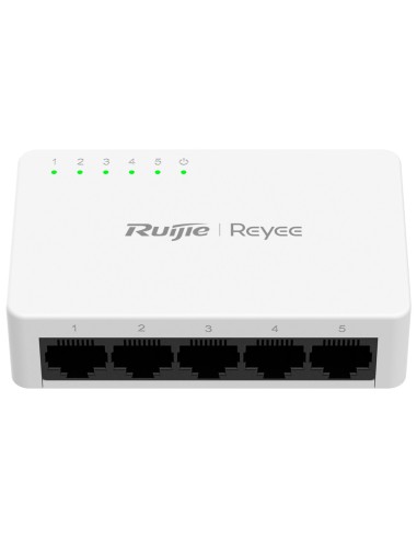 REYEE SWITCH SOBREMESA - CARCASA PLÁSTICO - 5 PUERTOS RJ45 - VELOCIDAD 10/100 MBPS - PLUG AND PLAY - TECNOLOGÍA AHORRO DE ENERGÍ