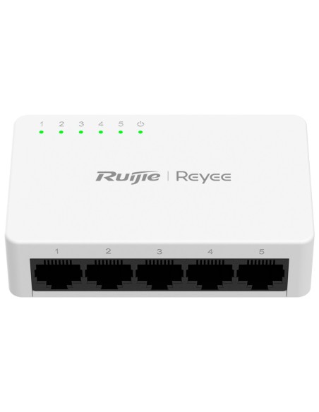REYEE SWITCH SOBREMESA - CARCASA PLÁSTICO - 5 PUERTOS RJ45 - VELOCIDAD 10/100 MBPS - PLUG AND PLAY - TECNOLOGÍA AHORRO DE ENERGÍ