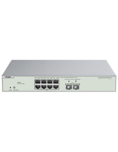 REYEE SWITCH POE CLOUD CAPA 2 - 8 PUERTOS POE MULTIGIGABIT+ 2 10GBPS SFP+ -  POE 802.3AF/AT MÁXIMO 240W - STATIC LAG/DHCP SNOOP/