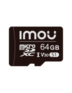 TARJETA MICROSD IMOU - CAPACIDAD 64 GB - CLASE 10 | VELOCIDAD R/W: 95/38 MB/S - CICLOS E/P: HASTA 500 - CÁMARAS HOME, SMARTPHONE
