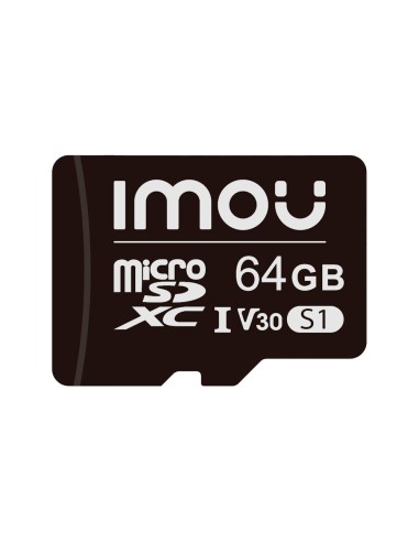 TARJETA MICROSD IMOU - CAPACIDAD 64 GB - CLASE 10 | VELOCIDAD R/W: 95/38 MB/S - CICLOS E/P: HASTA 500 - CÁMARAS HOME, SMARTPHONE