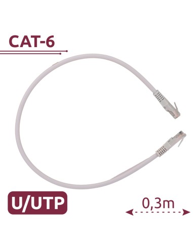 CABLE UTP - ETHERNET - CONECTORES RJ45 - CATEGORÍA 6 - 0,3 M - COLOR BLANCO