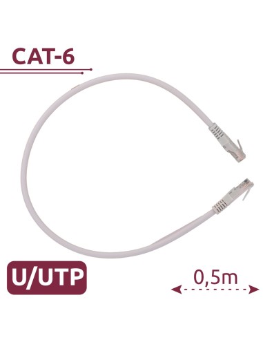 CABLE UTP - ETHERNET - CONECTORES RJ45 - CATEGORÍA 6 - 0,5 M - COLOR BLANCO