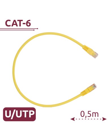 CABLE UTP - ETHERNET - CONECTORES RJ45 - CATEGORÍA 6 - 0,5 M - COLOR AMARILLO