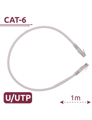 CABLE UTP SAFIRE - ETHERNET - CONECTORES RJ45 - CATEGORÍA 6 - 1 M - COLOR BLANCO