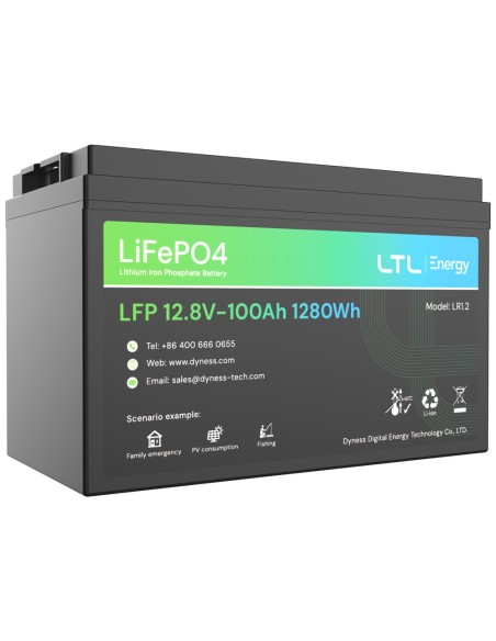 BATERÍA ESTACIONARIA - CAPACIDAD 1280WH - LIFEPO4 12V / 100AH - 3000 CICLOS DE VIDA - HASTA 16 UNIDADES EN PARALELO - IP 65