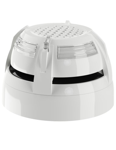 DETECTOR DE HUMO ÓPTICO 3-EN-1 - CON ANUNCIADOR DE VOZ INTEGRADO - CON DISPOSITIVO DE ALARMA VISUAL (DAV) - VAD INTEGRAL CON LED