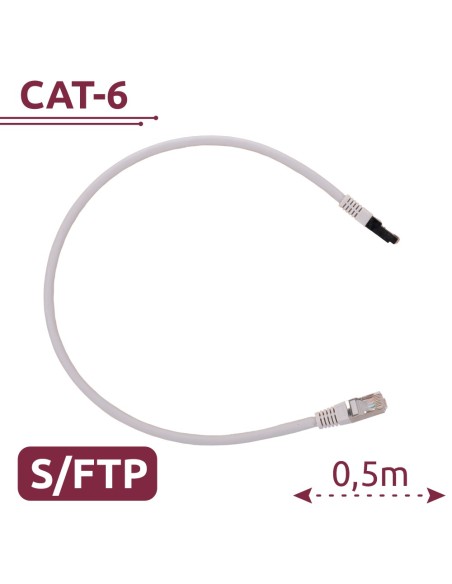 CABLE SFTP - ETHERNET - CONECTORES RJ45 - CATEGORÍA 6A - 0,5 M - COLOR BLANCO