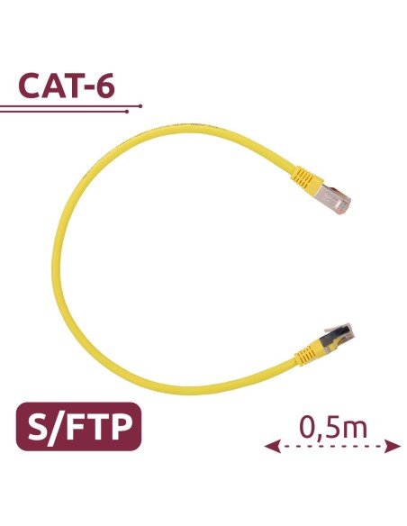 CABLE SFTP - ETHERNET - CONECTORES RJ45 - CATEGORÍA 6A - 0,5 M - COLOR AMARILLO