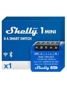 SHELLY 1 MINI GEN3 - WIFI 2.4 GHZ IEEE802.11 B/G/N / BLUETOOTH - INTERRUPTOR INTELIGENTE  - SOPORTA ALIMENTACIÓN AC - OFRECE CON