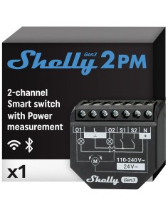 SHELLY 2PM GEN3 - WIFI 2.4 GHZ IEEE802.11 B/G/N / BLUETOOTH -  INTERRUPTOR INTELIGENTE  - SOPORTA 110-240 V / 24V - CONTROLADOR