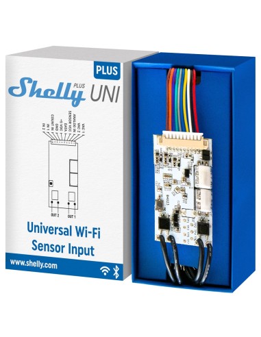 SHELLY PLUS UNI - WIFI 2.4 GHZ IEEE802.11 B/G/N / BLUETOOTH - MODULO INTELIGENTE  - SOPORTA 8-24 VAC / 9-28 VDC / 5 VDC - OFRECE