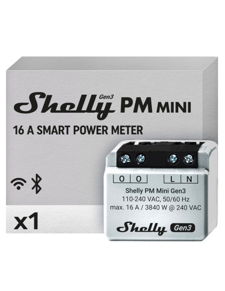 SHELLY PM MINI GEN3 - WIFI 2.4 GHZ IEEE802.11 B/G/N / BLUETOOTH -  INTERRUPTOR INTELIGENTE  - SOPORTA 110 - 240 VCA / 24 - 30 VC