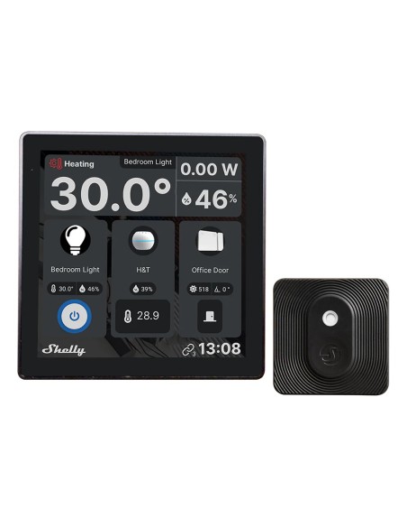 SHELLY WALL DISPLAY NEGRO + BLU H&AMP;T NEGRO - WIFI 2.4 GHZ / BLUETOOTH - SENSOR H&AMP;T - RESISTENTE AL AGUA Y AL POLVO - BATE