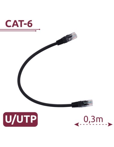 CABLE UTP - ETHERNET - CONECTORES RJ45 - CATEGORÍA 6 - 0,3 M - COLOR NEGRO