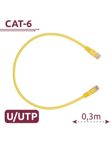 CABLE UTP - ETHERNET - CONECTORES RJ45 - CATEGORÍA 6 - 0,3 M - COLOR AMARILLO