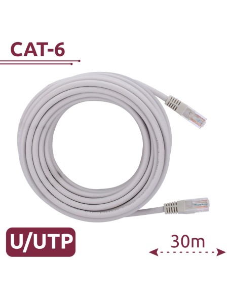 CABLE UTP - ETHERNET - CONECTORES RJ45 - CATEGORÍA 6 - 30 M - COLOR BLANCO