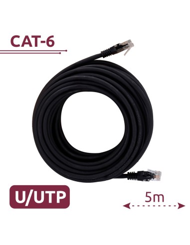 CABLE UTP - ETHERNET - CONECTORES RJ45 - CATEGORÍA 6 - 5 M - COLOR NEGRO