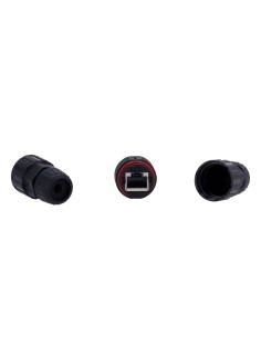 INDUSTRIELLE SCHNELLKUPPLUNGEN - EINGANGSANSCHLUSS RJ45  - AUSGANGSSTECKER RJ45 - UTP CAT 6 KOMPATIBEL - IP68 - FARBE SCHWARZ