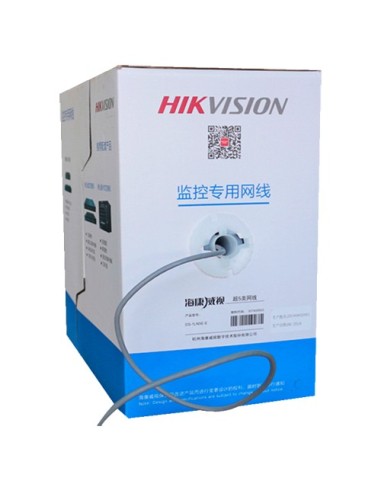 HIKVISION CABLE UTP CATEGORÍA 5E - CONDUCTOR OFC, 99,5% COBRE - AISLAMIENTO HDPE - BOBINA DE 305 METROS - CUBIERTA COLOR GRIS