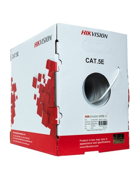 HIKVISION CABLE UTP CATEGORÍA 5E - CONDUCTOR OFC, 99,5% COBRE - DIÁMETRO 24 AWG-0,5MM - CERTIFICADO ECA/UL CM - SE SUMINISTRA EN