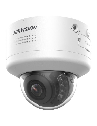 HIKVISION CÁMARA DOMO IP GAMA PRO 4 MPX - LENTE VARIFOCAL MOTORIZADA 2.8~12 MM - SIRENA Y LUZ DISUASORIA | MICRÓFONO DUAL ARRAY