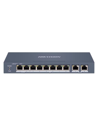 HIKVISION HIPOE SWITCH GESTIONABLE - 8 PUERTOS POE 802.3AF/AT + 2 UPLINK RJ45 - 8 RJ45 10/100 MBPS + 2 RJ45 10/100/1000 MBPS -
