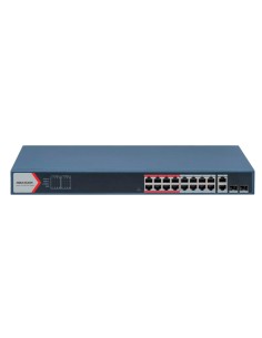 SWITCH POE HIKVISION - 16 PUERTOS RJ45 FE + 2 PUERTOS GIGABIT RJ45/SFP - 16 PUERTOS POE+ 802.3AF/AT - HASTA 230W DE POTENCIA POE