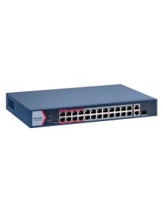 SWITCH POE HIKVISION - 24 PUERTOS RJ45 FE +1 X GE RJ45 + 1X GE RJ45/SFP - 24 PUERTOS POE+ 802.3AF/AT - HASTA 230W DE POTENCIA PO