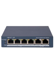 HIKVISION GIGABIT POE SWITCH GESTIONABLE - 4 PUERTOS POE 802.3AF/AT + 2 UPLINK RJ45 - 4 RJ45 10/100/1000 MBPS + 2 RJ45 10/100/10