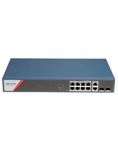 SWITCH POE HIKVISION - 8 PUERTOS RJ45 GE + 2 PUERTOS GIGABIT RJ45/SFP - 8 PUERTOS POE+ 802.3AF/AT/BT - HASTA 130W DE POTENCIA PO