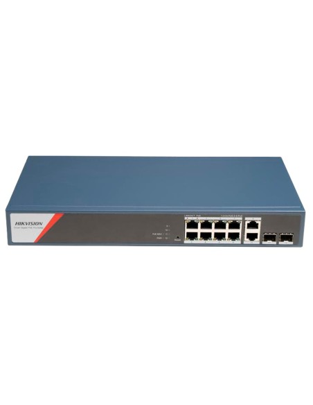 SWITCH POE HIKVISION - 8 PUERTOS RJ45 GE + 2 PUERTOS GIGABIT RJ45/SFP - 8 PUERTOS POE+ 802.3AF/AT/BT - HASTA 130W DE POTENCIA PO