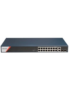 SWITCH POE HIKVISION - 16 PUERTOS RJ45 GE + 2 PUERTOS GIGABIT RJ45/SFP - 16 PUERTOS POE+ 802.3AF/AT/BT - HASTA 230W DE POTENCIA