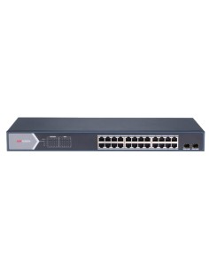 SWITCH POE HIKVISION - 24 PUERTOS RJ45 GE + 2 PUERTOS GIGABIT SFP - 24 PUERTOS POE+ 802.3AF/AT - HASTA 370W DE POTENCIA POE TOTA