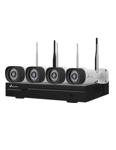 KIT CCTV WIFI NIVIAN - NVR 16 CANALES - 4 CÁMARAS 3 MPX PREREGISTRADAS - APTAS PARA EXTERIOR IP66 - ESPACIO PARA 1 DISCO DURO -
