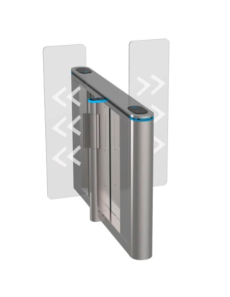 TORNO DE ACCESO BIDIRECCIONAL DOBLE - PORTILLO CON BARRERA ACRÍLICA DE 1.5 M PLEGABLE - TIEMPOS, ALARMAS Y MODOS DE APERTURA - A