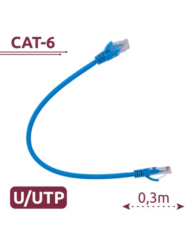 CABLE UTP - ETHERNET - CONECTORES RJ45 - CATEGORÍA 6 - 0,3 M - COLOR AZUL