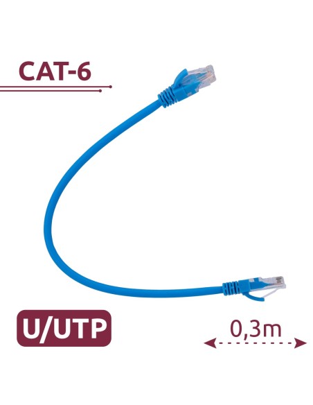 CABLE UTP - ETHERNET - CONECTORES RJ45 - CATEGORÍA 6 - 0,3 M - COLOR AZUL