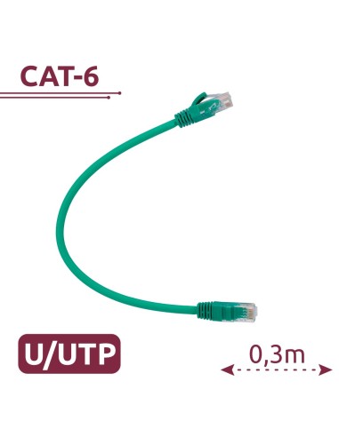 CABLE UTP - ETHERNET - CONECTORES RJ45 - CATEGORÍA 6 - 0,3 M - COLOR VERDE