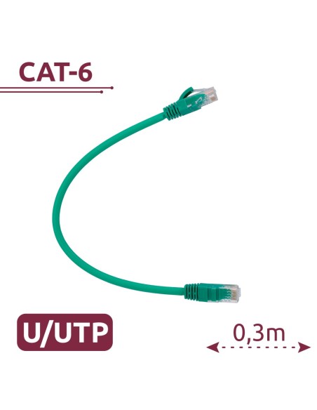 CABLE UTP - ETHERNET - CONECTORES RJ45 - CATEGORÍA 6 - 0,3 M - COLOR VERDE