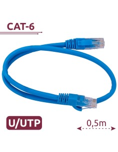 CABLE UTP - ETHERNET - CONECTORES RJ45 - CATEGORÍA 6 - 0,5 M - COLOR AZUL
