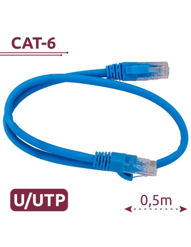 CABLE UTP - ETHERNET - CONECTORES RJ45 - CATEGORÍA 6 - 0,5 M - COLOR AZUL