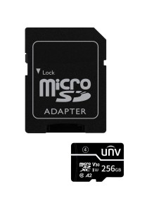 TARJETA MICROSD CON ADAPTADOR UNIVIEW - CAPACIDAD 256 GB - CLASE 10 | VELOCIDAD R/W: 75/35 MB/S - CICLOS E/P: HASTA 300 - CÁMARA