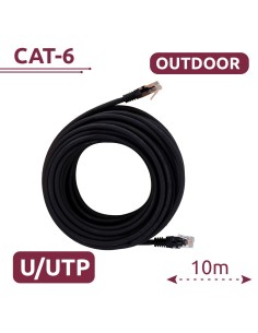 CABLE UTP - ETHERNET - CONECTORES RJ45 - CATEGORÍA 6 - CUBIERTA ESPECIAL PARA EXTERIOR ( NEGRO ) - 10 M