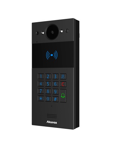 VIDEOPORTERO IP EN SUPERFICIE - CÁMARA 2 MPX | AUDIO BIDIRECCIONAL - APERTURA CON TARJETA EM/MF, NFC Y PIN | 2 RELÉS - CÓDIGOS T