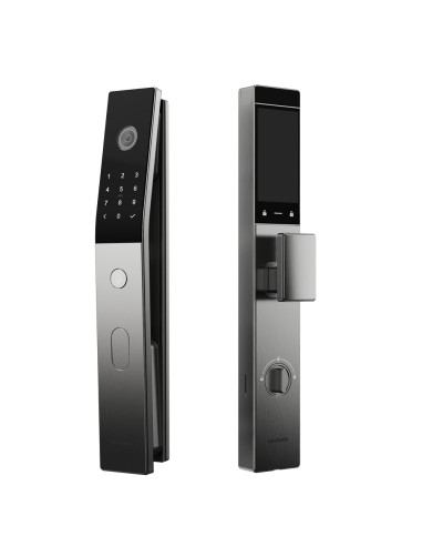 CERRADURA INTELIGENTE CON VIDEOPORTERO - FACIAL, PALMA, VENA, HUELLA, TARJETA, NFC Y PIN - 50 USUARIOS | WIFI Y BLUETOOTH - CÁMA